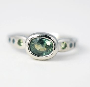 Aqua Peridot Blue Sapphire Ring