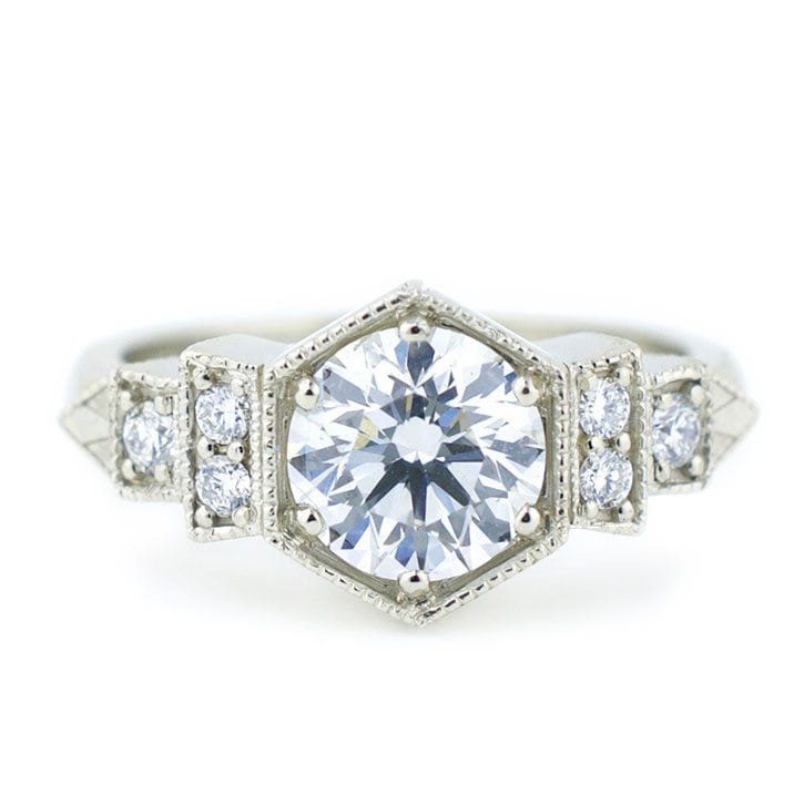 Hexagon Art Deco Engagement Ring
