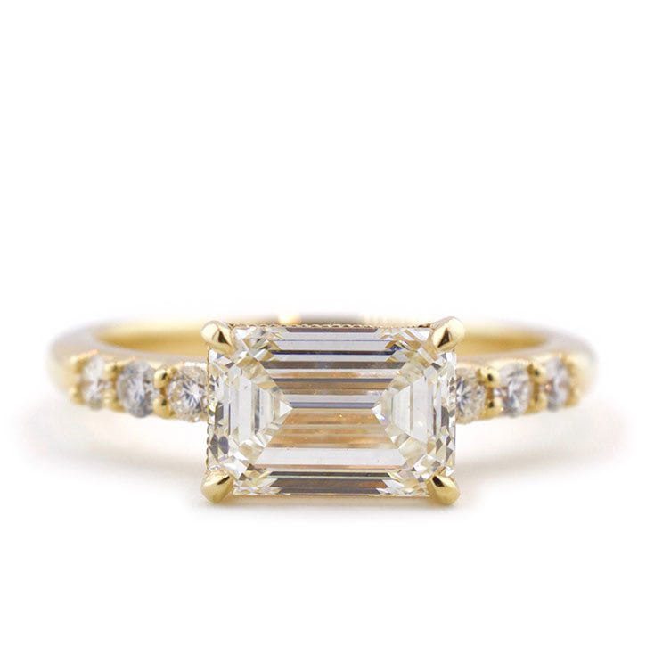 East-West Emerald Cut Engagement Ring