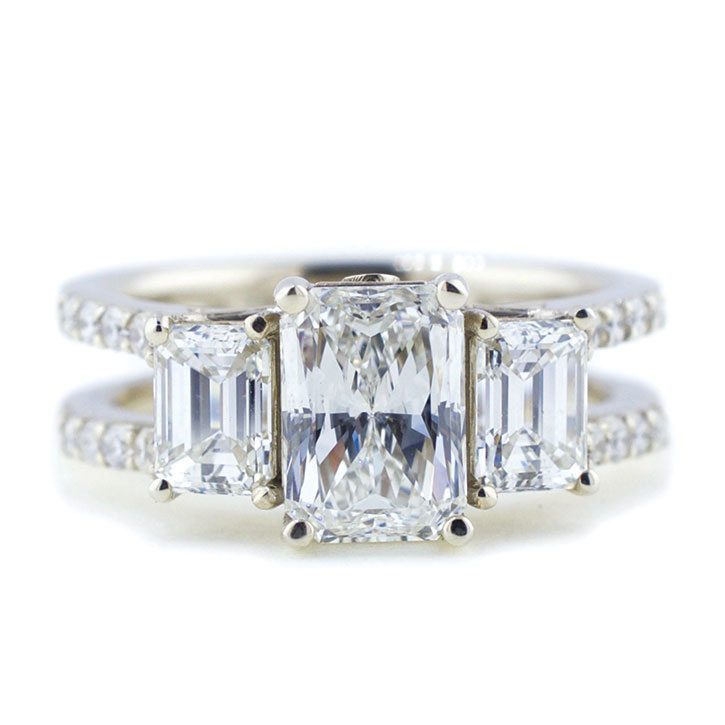 Three Stone Double Band Diamond Ring