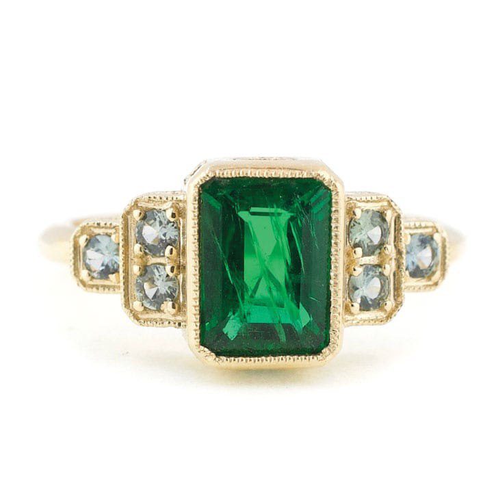 Emerald and Sapphire Engagement Ring