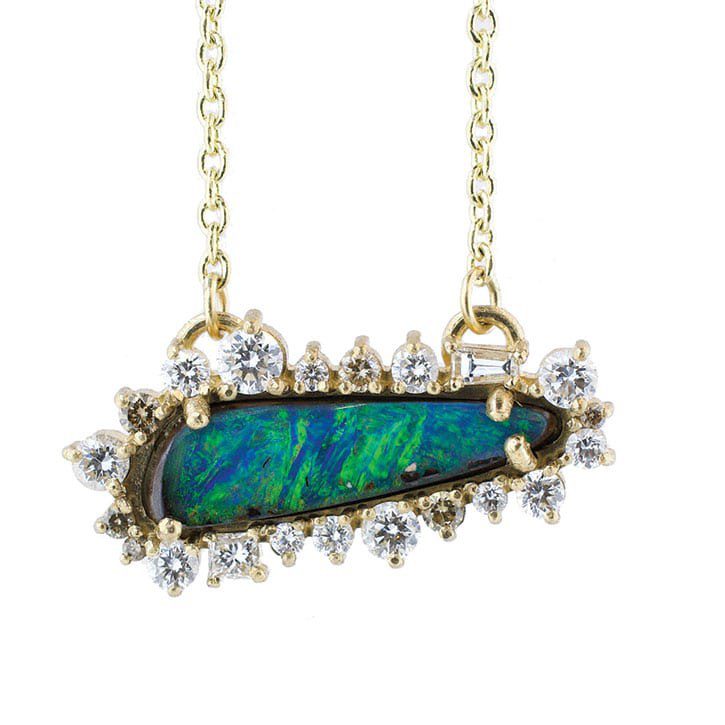 14K Yellow Gold Round Blue Opal 12mm Pendant, SHOP NOW – AditaJewels