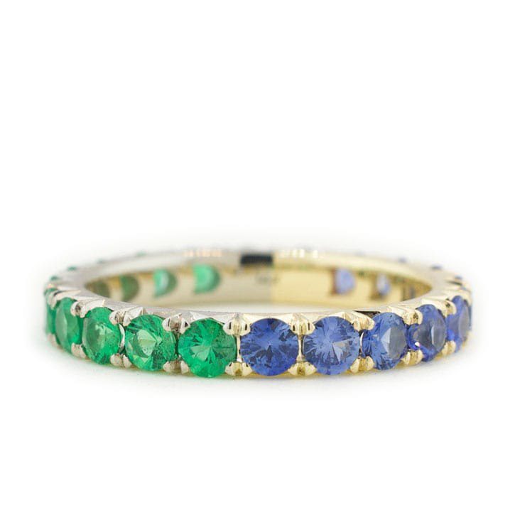 Emerald and Sapphire Reversible Wedding Ring