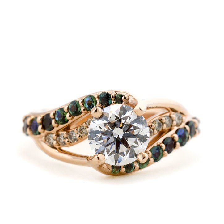 Diamond and Alexandrite Twist Ring