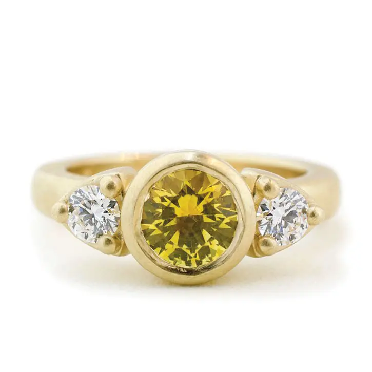 Yellow Sapphire Geometric Engagement Ring