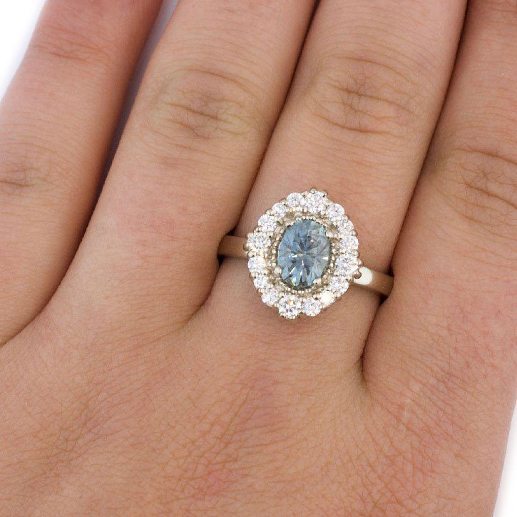 Vintage Inspired Sapphire Engagement Ring with Diamond Halo | Abby Sparks  Jewelry