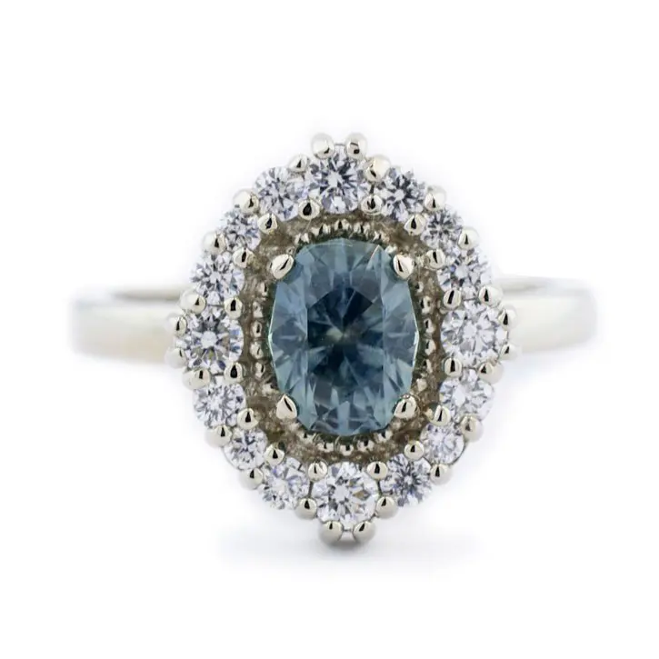 Gray Blue Sapphire Engagement Ring