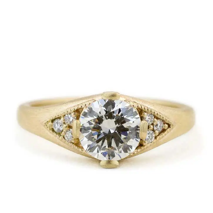 Round Lab Diamond Yellow Gold Engagement Ring