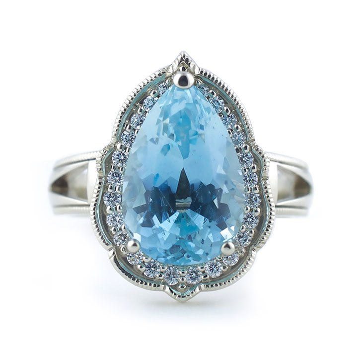 Pear Shaped Aquamarine Engagement Ring