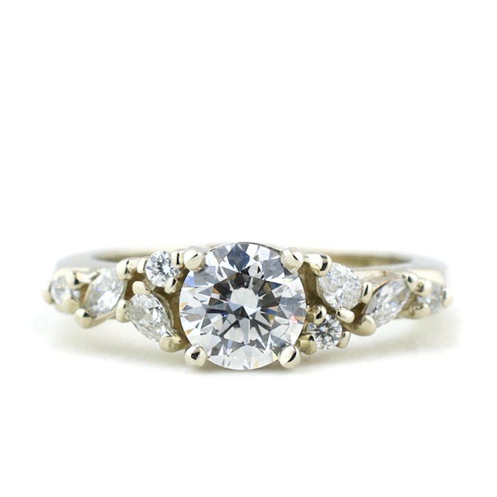 Custom Cluster Diamond Engagement Ring