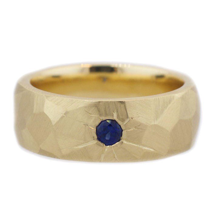 Sapphire Meteorite Hammered Band