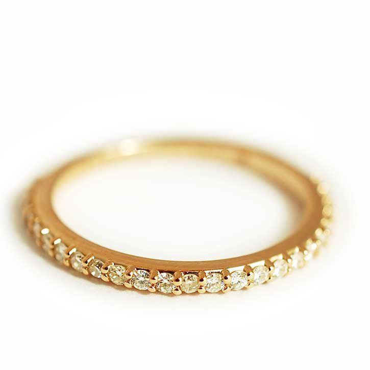 Dainty Rose Gold & Diamond Wedding Band