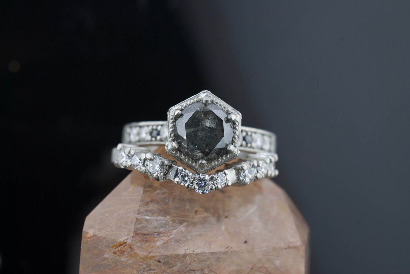 14k Rose Gold Custom Black Diamond Engagement Ring #100665 - Seattle  Bellevue | Joseph Jewelry