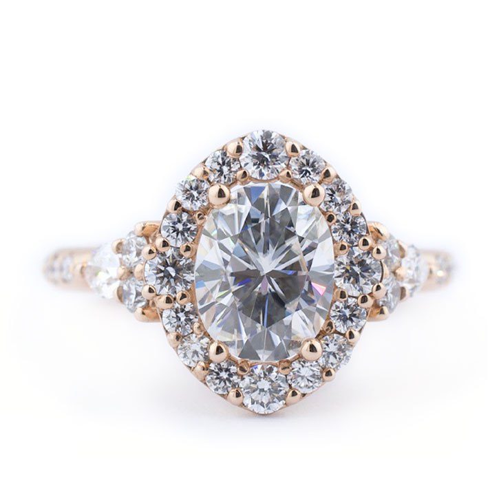 Oval Halo Moissanite Engagement Ring