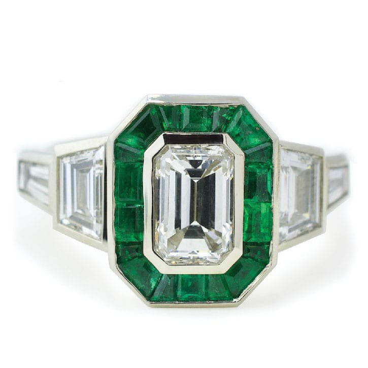 Emerald Halo Art Deco Ring