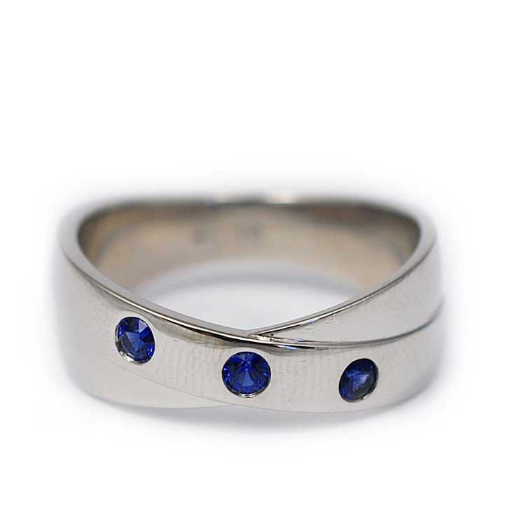 Sapphire & Palladium Wedding Band For Men