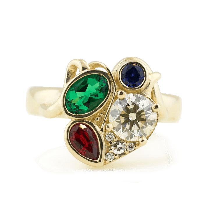 alternative-engagement-ring-yellow-gold-repurposed-diamond-ruby-sapphire-emerald-anatomical-heart-jen