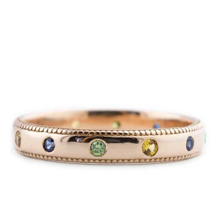 Rose Gold Multi Stone Wedding Band
