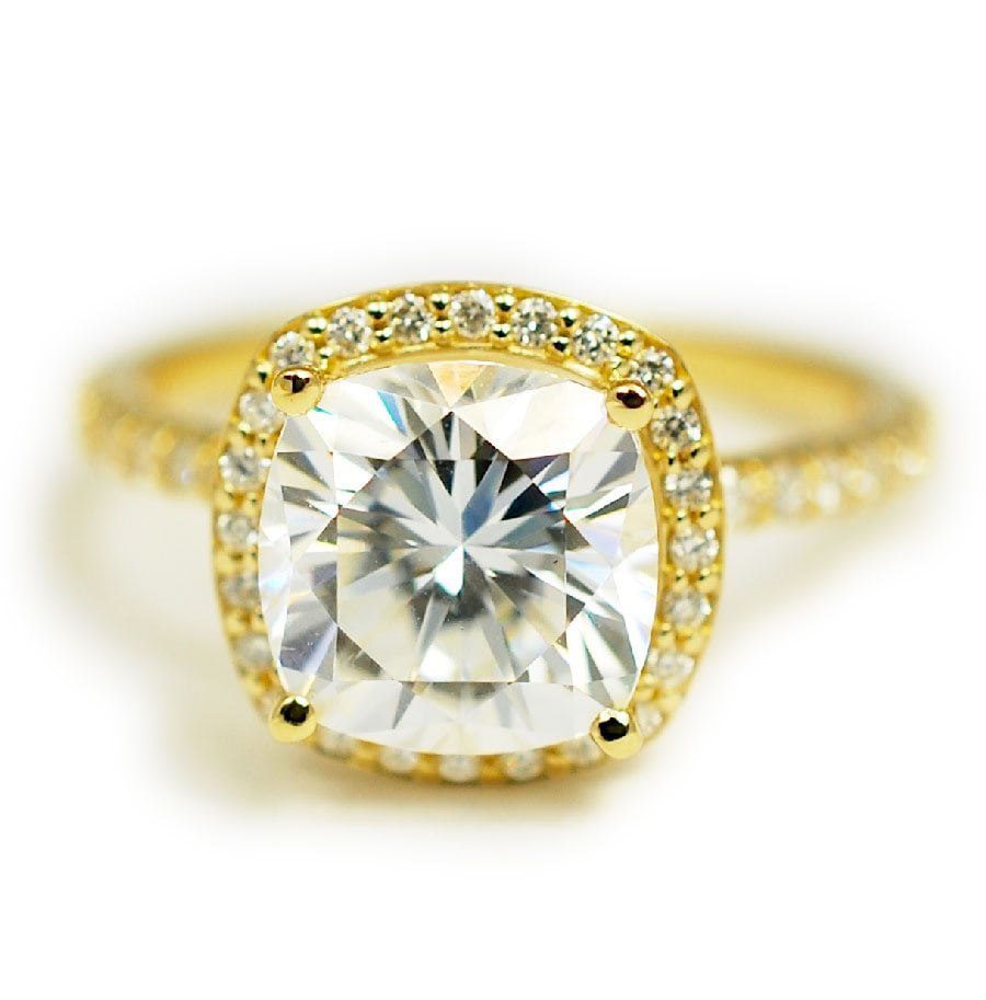 Lab Created Moissanite Engagement Ring with Halo