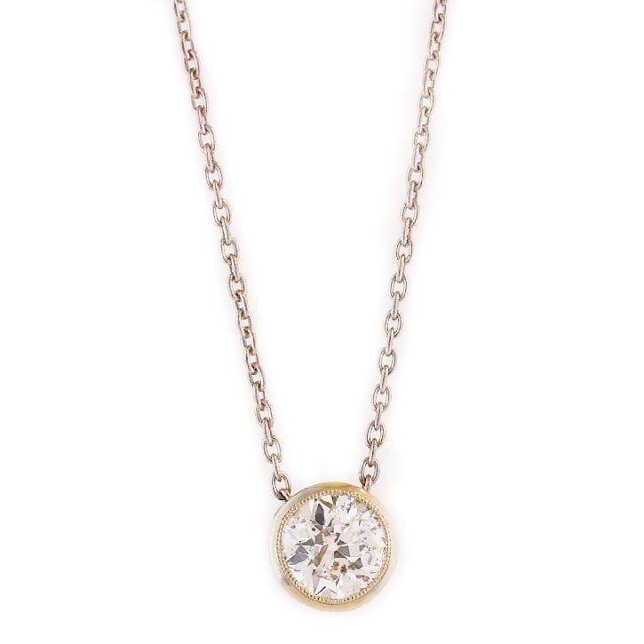 Custom Round Diamond & White Gold Necklace