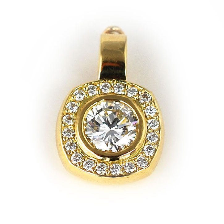 Gold and Round Diamond Custom Pendant