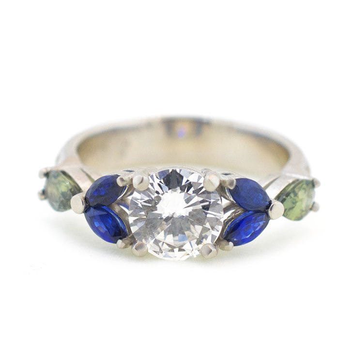 Round Diamond and Sapphire Ring