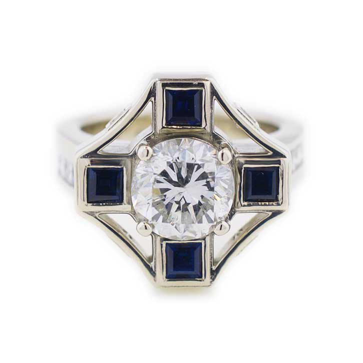Repurposed Diamond and Sapphire Ring