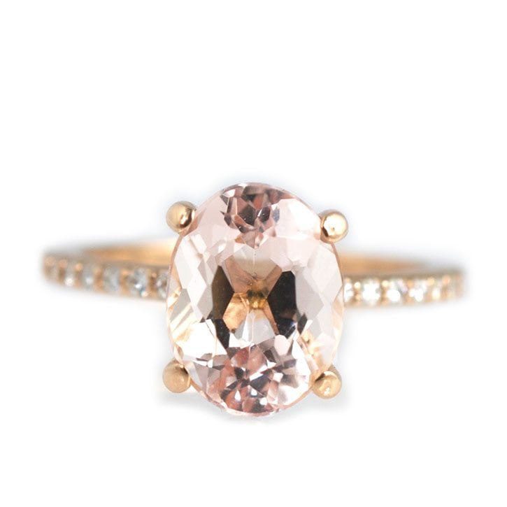 Rose Gold Oval Cut Morganite Engagement Ring