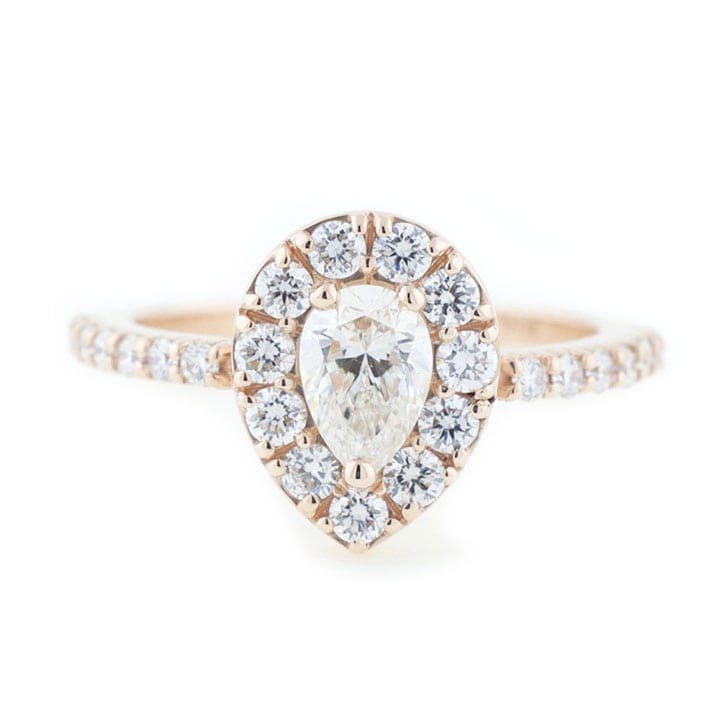 Rose Gold Pear Halo Engagement Ring