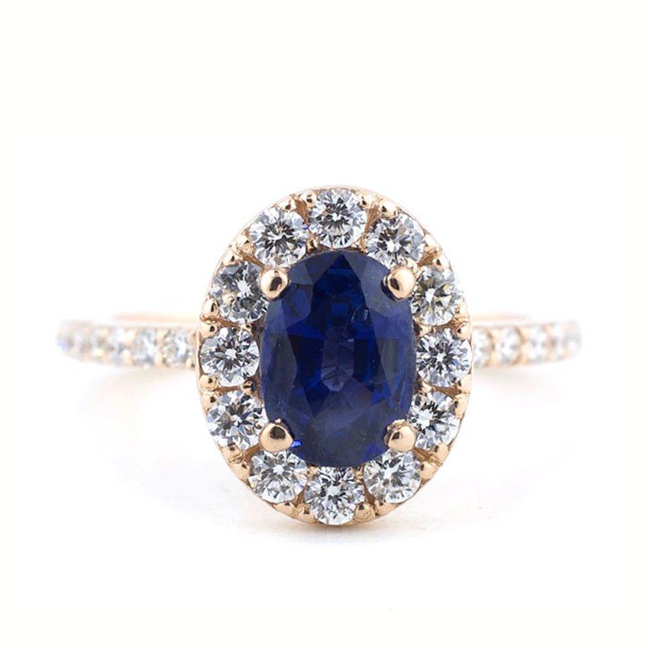 Rose Gold Oval Sapphire Halo Ring