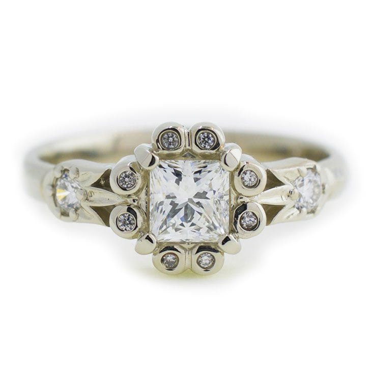 Art Deco White Gold Princess Cut Ring