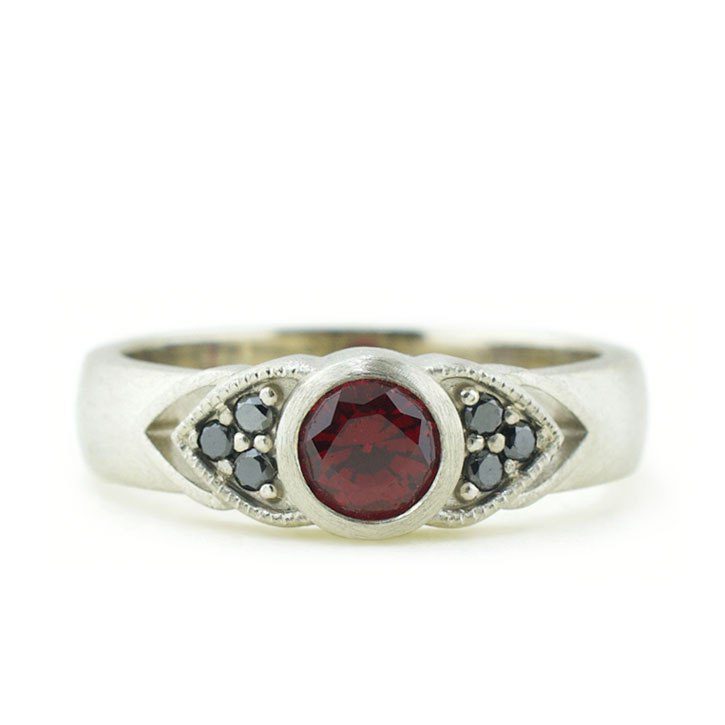Ruby and Black Diamond Engagement Ring