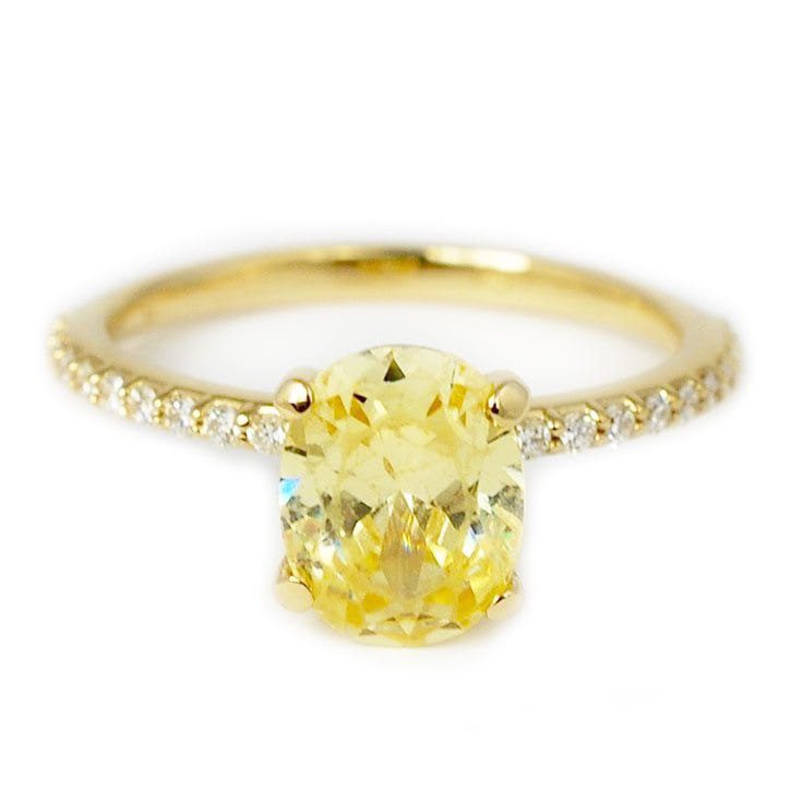 Citrine Solitaire Ring with Diamond Band