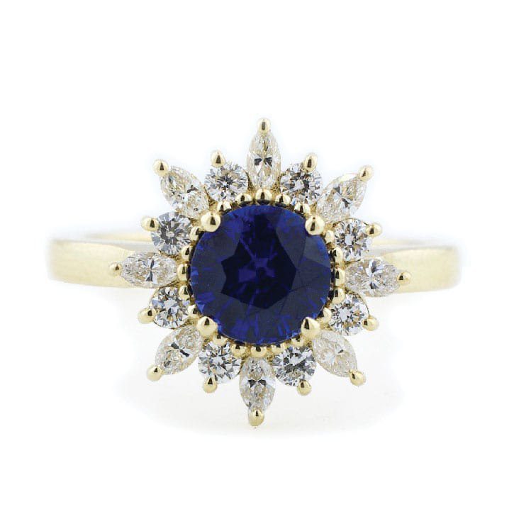 Sapphire Sunburst Engagement Ring