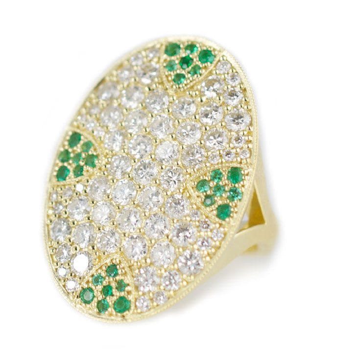 Diamond and Emerald Pave Ring
