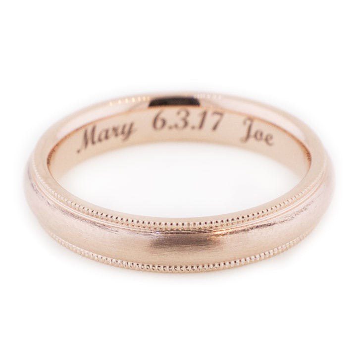 Men’s Rose Gold Wedding Band With Milgrain Accents