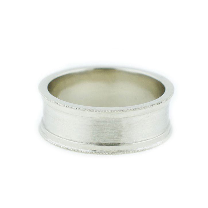 Concave Brushed White Gold Wedding Band