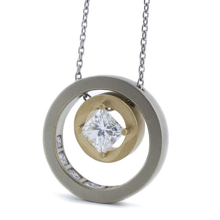 Yellow Gold and White Gold Floating Pendant