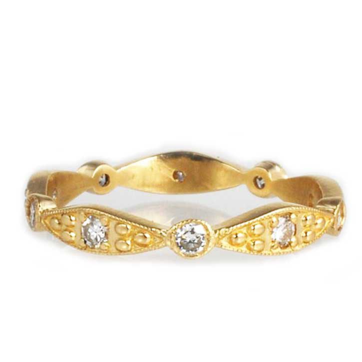 Yellow Gold Infinity Bezel Set Wedding Band