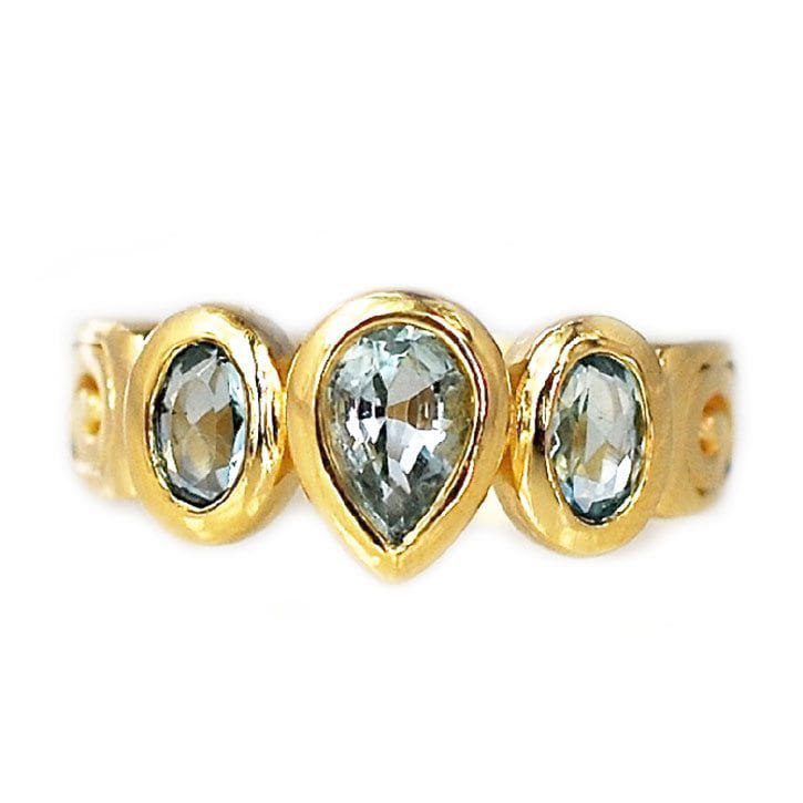 Custom Yellow Gold & Aquamarine Ring