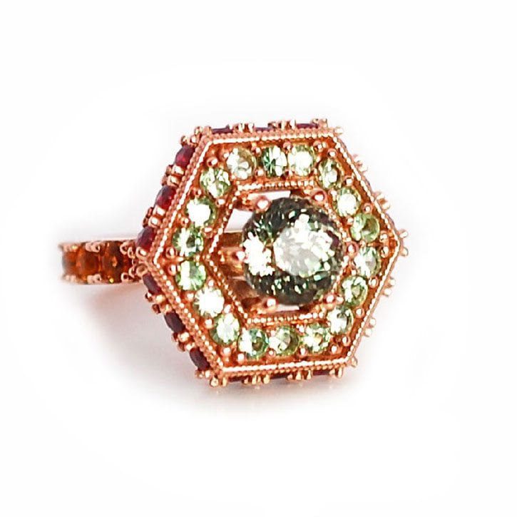 Citrine Ring with Hidden Ruby Halo