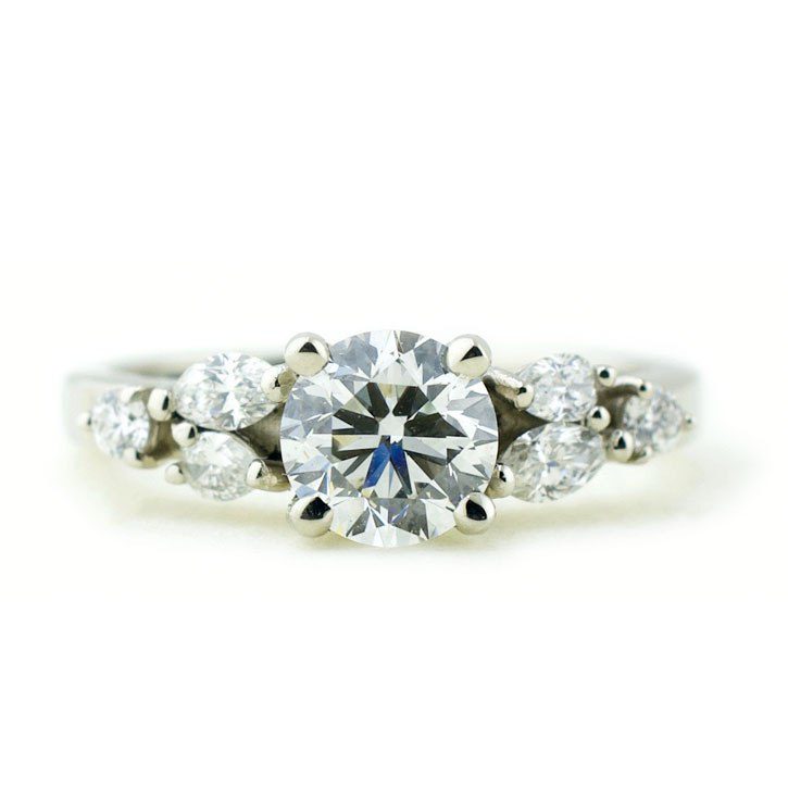 Diamond Cluster Engagement Ring in White Gold