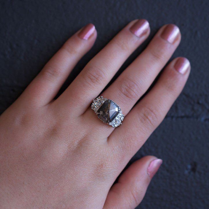 The Ann, custom black diamond engagement ring designed by Abby Sparks Jewelry