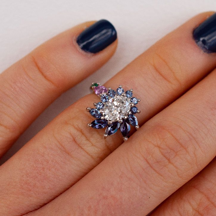 Alexandrite discount halo ring