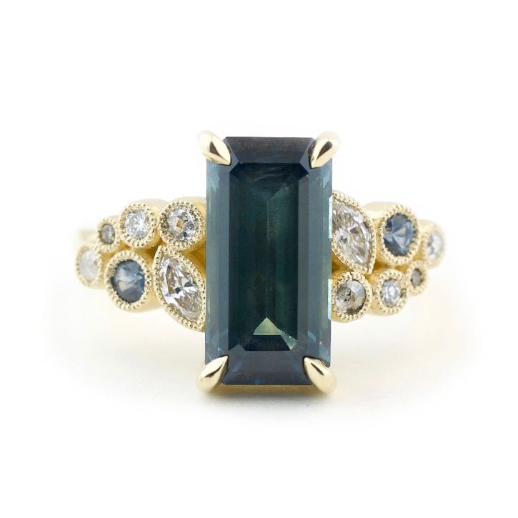 Teal Sapphire Engagement Ring