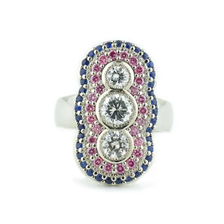 Pink and Blue Engagement Ring