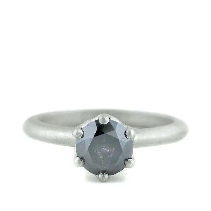 Gray Diamond Engagement Ring with Hidden Detail