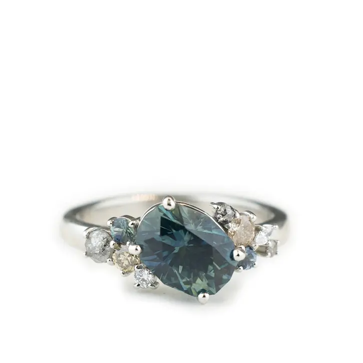 The Megan, sapphire engagement ring custom made by Abby Sparks Jewelry