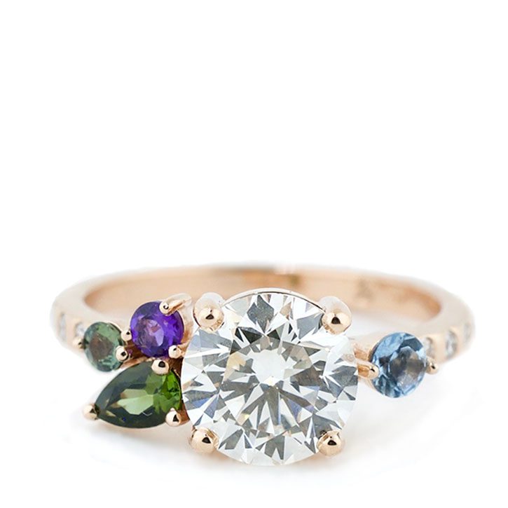 2 Carat Diamond Gemstone Cluster Ring