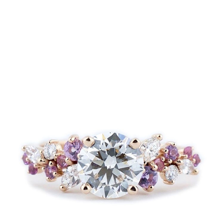 Diamond and Pink Sapphire Cluster Ring